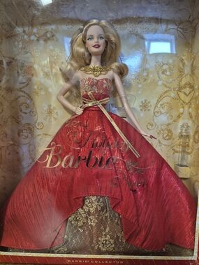 NRFB Barbie 2014 Holiday Collector Doll - Red & Gold Gown